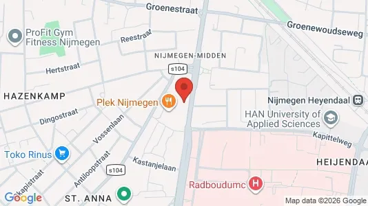 Kantorruimte for rent i Nijmegen - kort over placeringen