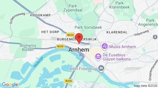 Horeca panden for sale i Arnhem - kort over placeringen