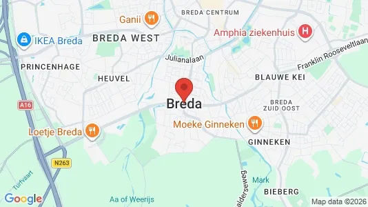Winkels for rent i Breda - kort over placeringen