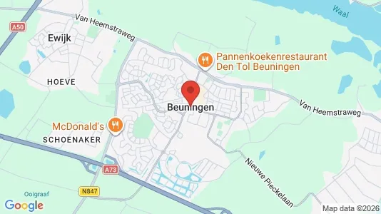 Winkels for rent i Beuningen - kort over placeringen