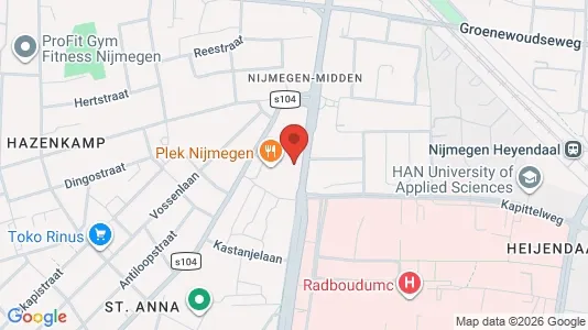 Kantorruimte for rent i Nijmegen - kort over placeringen