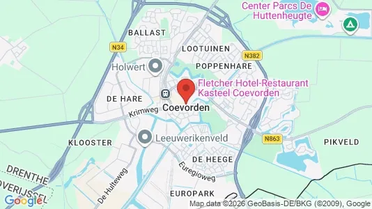 Horeca panden for rent i Coevorden - kort over placeringen