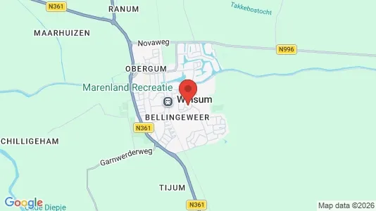 Bedrijfsruimtes for rent i Winsum - kort over placeringen
