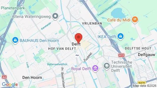 Horeca panden for rent i Delft - kort over placeringen